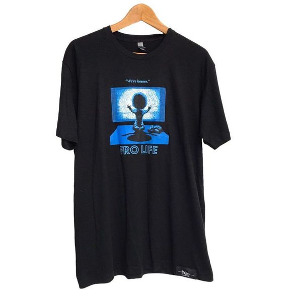 FRO LIFE Sz L We're Here Short Sleeve Graphic T-Shirt Tee Black Owned LA Co - Picture 1 of 6
